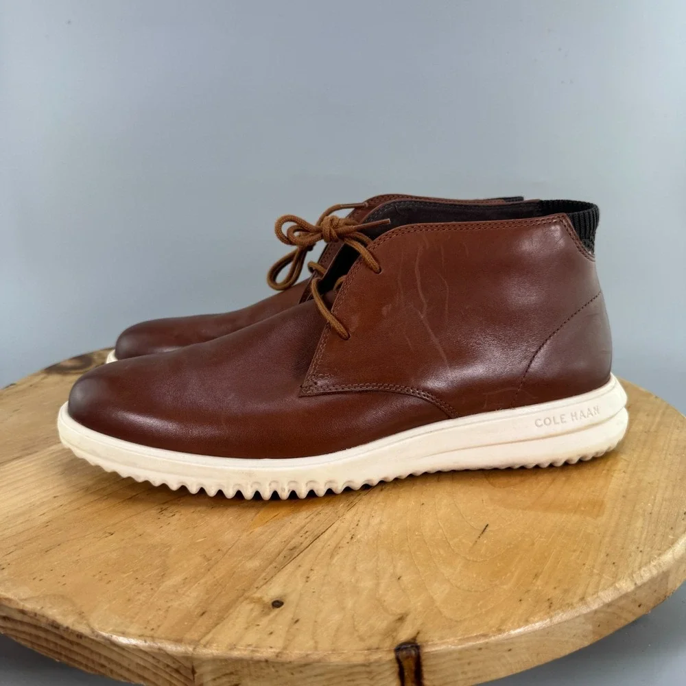 Cole Haan Grand+ Chukka Boots Mens Size 10 M Brown Leather Ankle Casual Shoes